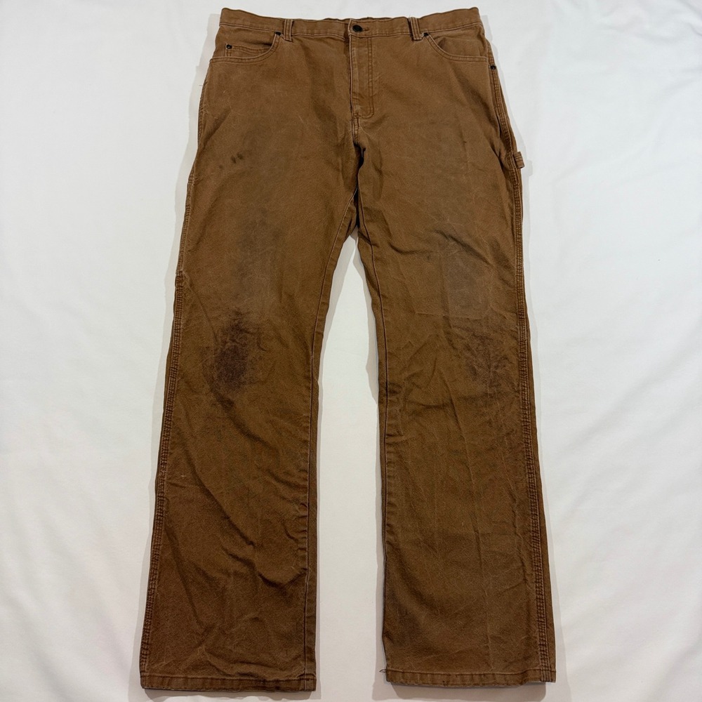 Genuine Dickies Carpenter Pants Mens 36x34 Brown Good Utility Duck Canvas Work